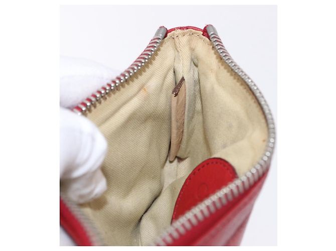 Chloé Chloe Accessory Pouch Leather Red Gold Silver Auth mr2868A Silvery Golden - view 25