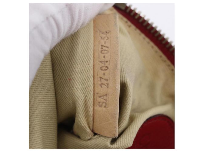 Chloé Chloe Accessory Pouch Leather Red Gold Silver Auth mr2868A Silvery Golden - view 26
