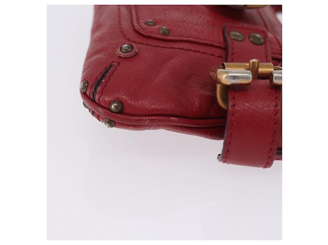 Chloé Chloe Accessory Pouch Leather Red Gold Silver Auth mr2868A Silvery Golden - view 5