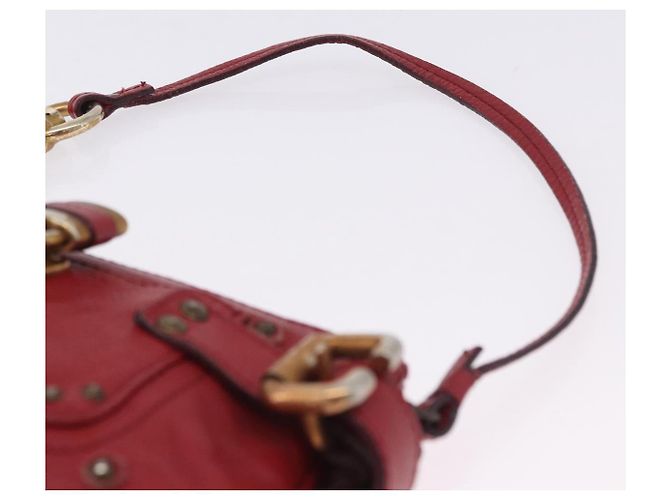 Chloé Chloe Accessory Pouch Leather Red Gold Silver Auth mr2868A Silvery Golden - view 9