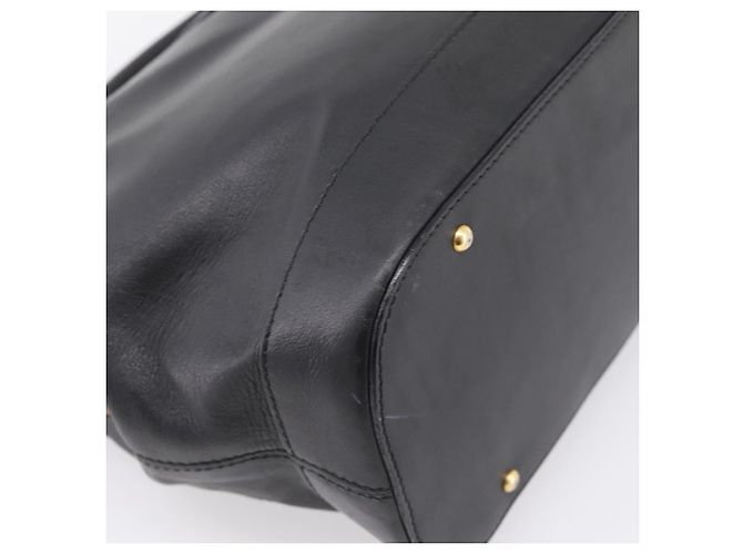Céline CELINE Handtasche aus Leder Schwarz Goldfarben Auth 200334 - Ansicht 13