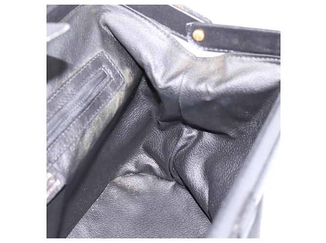 Céline CELINE Handtasche aus Leder Schwarz Goldfarben Auth 200334 - Ansicht 16