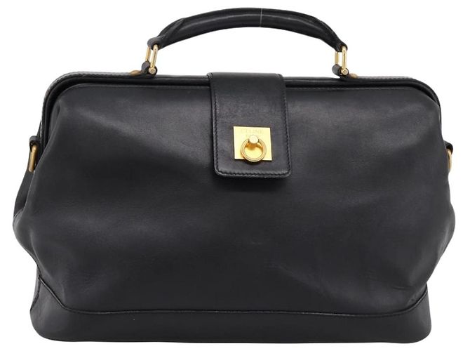 Céline CELINE Handtasche aus Leder Schwarz Goldfarben Auth 200334 - Ansicht 2