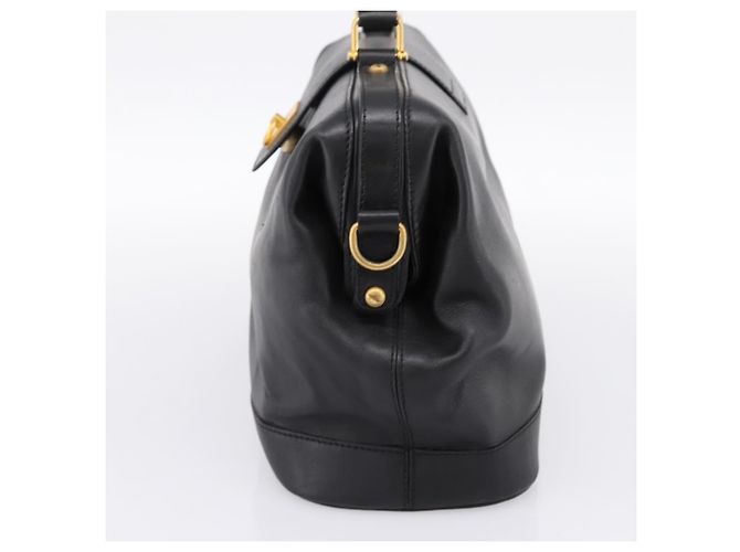 Céline CELINE Handtasche aus Leder Schwarz Goldfarben Auth 200334 - Ansicht 5
