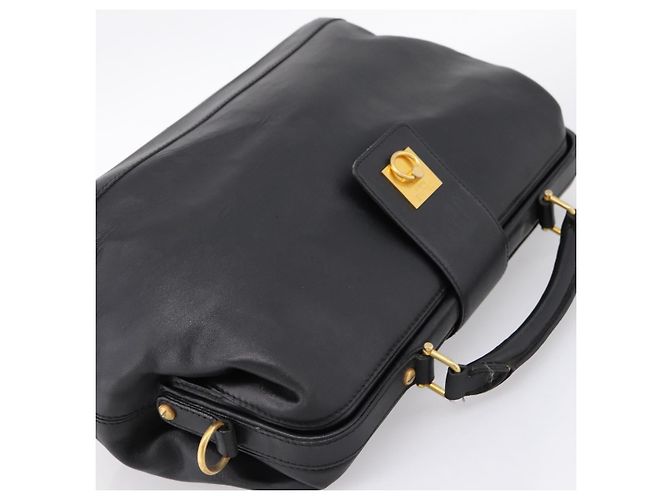 Céline CELINE Handtasche aus Leder Schwarz Goldfarben Auth 200334 - Ansicht 6