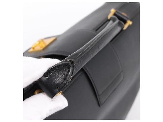 Céline CELINE Handtasche aus Leder Schwarz Goldfarben Auth 200334 - Ansicht 7