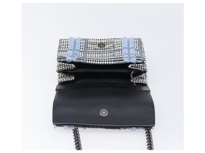 Borsa a tracolla VERSACE Palazzo Sultan Chain in pelle Nero Blu Auth 199526V - vista 11