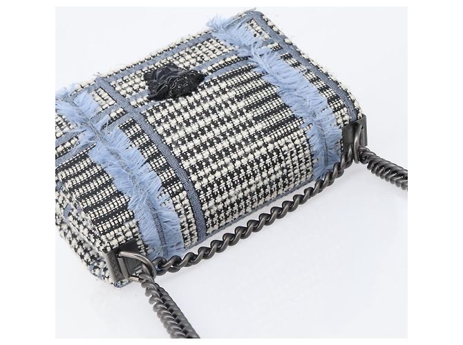 Borsa a tracolla VERSACE Palazzo Sultan Chain in pelle Nero Blu Auth 199526V - vista 6