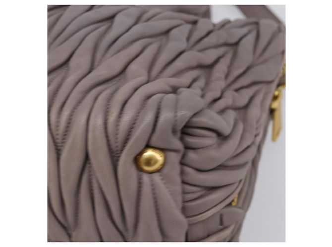 Borsa a mano Miu Miu Matelassé in pelle 2way Grigio Oro Auth 201882V Marrone D'oro - vista 12