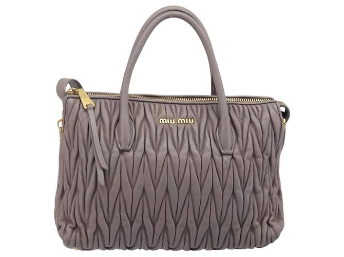 Borsa a mano Miu Miu Matelassé in pelle 2way Grigio Oro Auth 201882V Marrone D'oro - vista 2