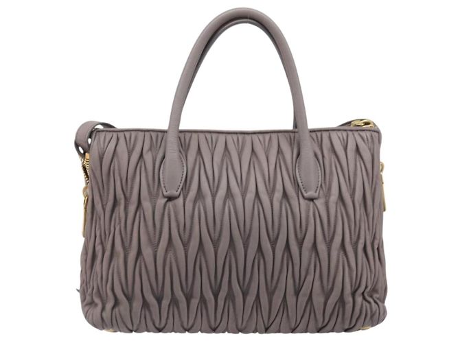 Borsa a mano Miu Miu Matelassé in pelle 2way Grigio Oro Auth 201882V Marrone D'oro - vista 3