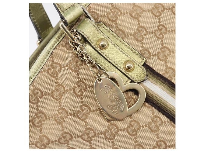 Borsa Tote GUCCI GG Canvas Beige e Tono Oro 137396 Auth 202117 - vista 14