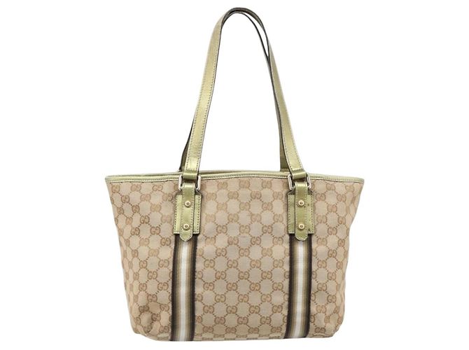 Borsa Tote GUCCI GG Canvas Beige e Tono Oro 137396 Auth 202117 - vista 3