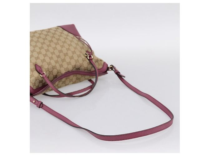 Borsa a mano GUCCI GG Canvas 2way Beige Gold 353120 Auth 200012 D'oro - vista 10