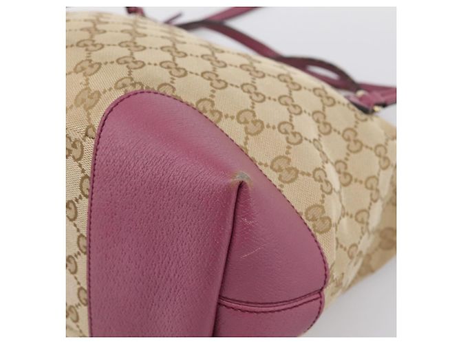 Borsa a mano GUCCI GG Canvas 2way Beige Gold 353120 Auth 200012 D'oro - vista 13