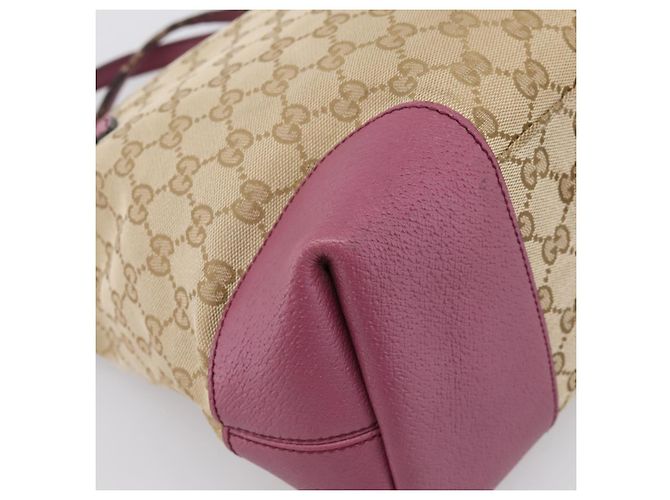 Borsa a mano GUCCI GG Canvas 2way Beige Gold 353120 Auth 200012 D'oro - vista 16