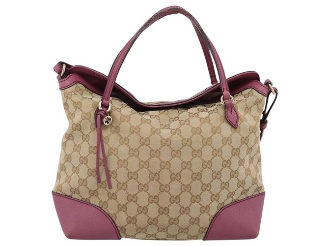 Borsa a mano GUCCI GG Canvas 2way Beige Gold 353120 Auth 200012 D'oro - vista 2