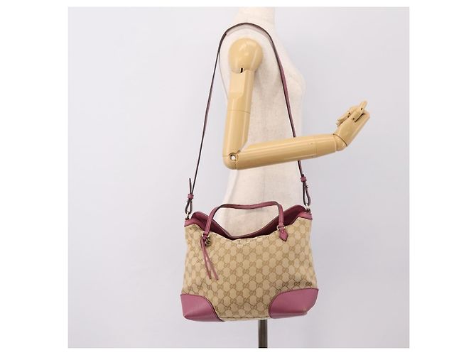 Borsa a mano GUCCI GG Canvas 2way Beige Gold 353120 Auth 200012 D'oro - vista 24