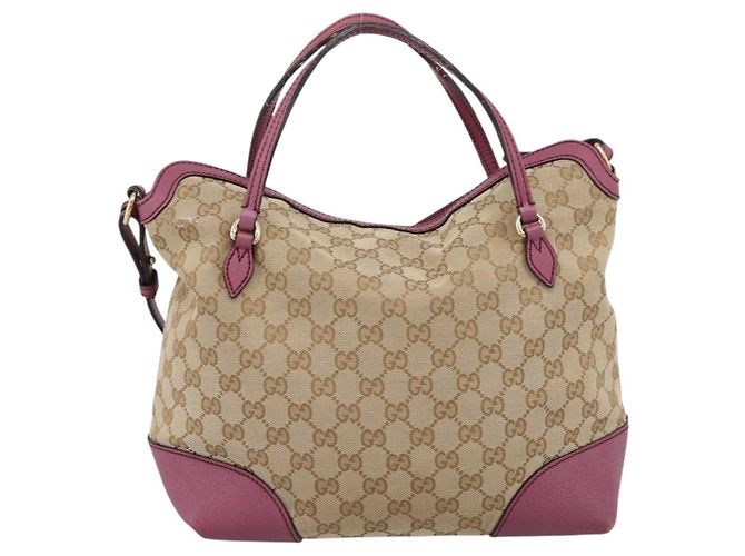 Borsa a mano GUCCI GG Canvas 2way Beige Gold 353120 Auth 200012 D'oro - vista 3