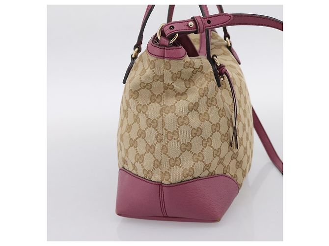 Borsa a mano GUCCI GG Canvas 2way Beige Gold 353120 Auth 200012 D'oro - vista 4