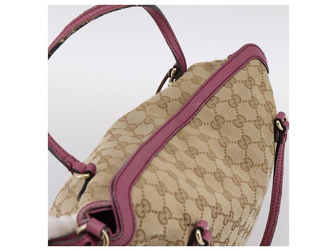 Borsa a mano GUCCI GG Canvas 2way Beige Gold 353120 Auth 200012 D'oro - vista 6