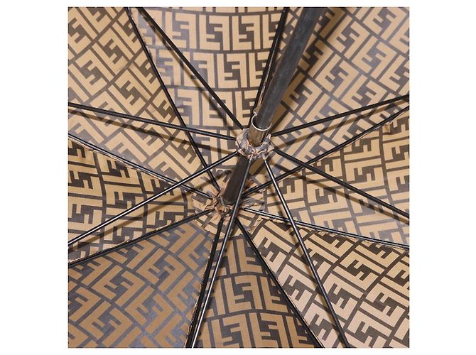 Parapluie FENDI Zucca Nylon Marron Doré Auth 200211A - vue 10