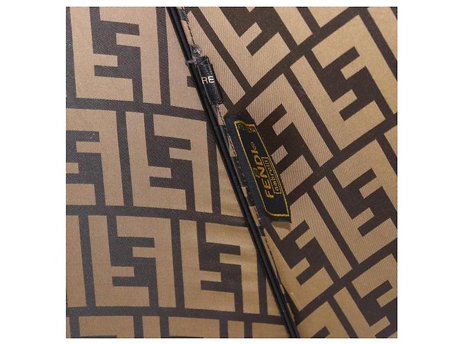 Parapluie FENDI Zucca Nylon Marron Doré Auth 200211A - vue 13
