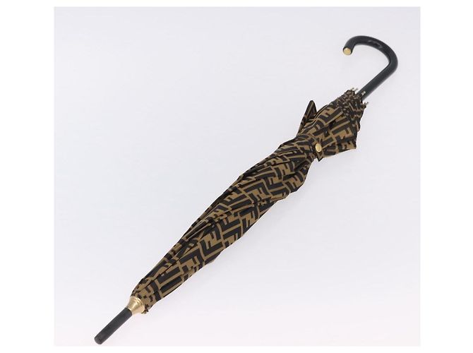 Parapluie FENDI Zucca Nylon Marron Doré Auth 200211A - vue 14