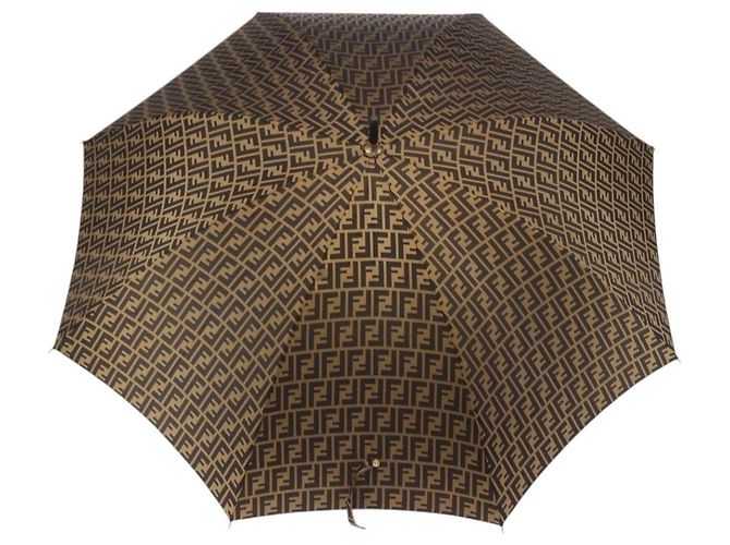 Parapluie FENDI Zucca Nylon Marron Doré Auth 200211A - vue 2