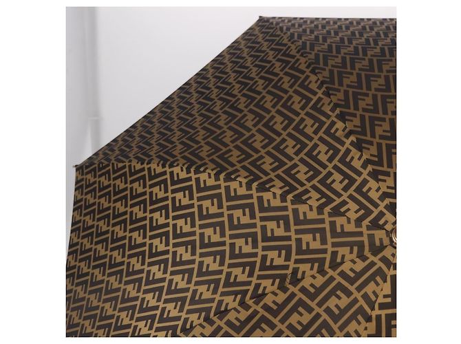 Parapluie FENDI Zucca Nylon Marron Doré Auth 200211A - vue 3