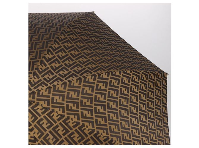 Parapluie FENDI Zucca Nylon Marron Doré Auth 200211A - vue 4