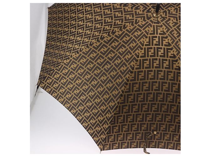 Parapluie FENDI Zucca Nylon Marron Doré Auth 200211A - vue 5