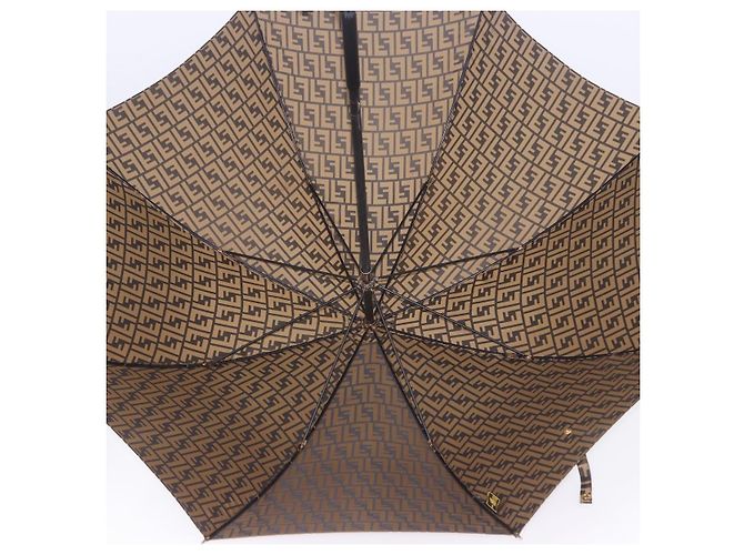 Parapluie FENDI Zucca Nylon Marron Doré Auth 200211A - vue 9