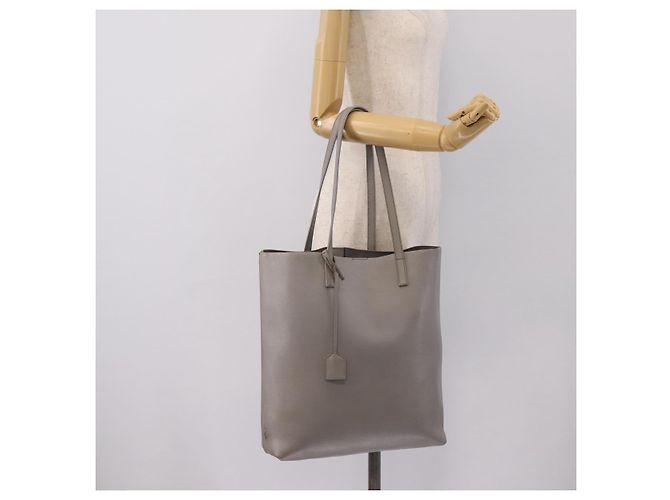 SAINT LAURENT Tote Bag aus Leder Grau Goldton Auth 202234 Braun - Ansicht 24