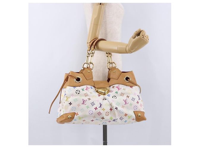 Borsa Tote LOUIS VUITTON Monogram Multicolor Ursula White M40123 LV Auth ka5973V Bianco - vista 27