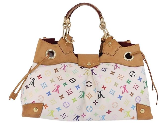 Borsa Tote LOUIS VUITTON Monogram Multicolor Ursula White M40123 LV Auth ka5973V Bianco - vista 3