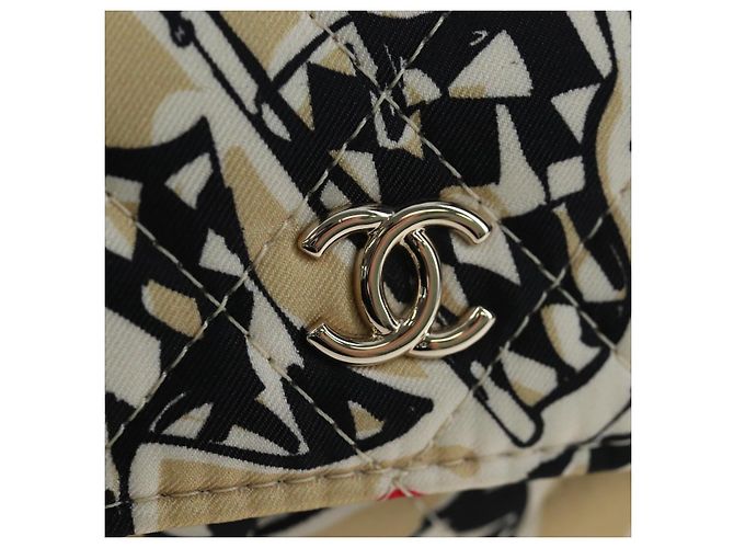 CHANEL Mini Matelasse Chain Shoulder Pouch Satin Beige Silver CC Auth 196975M Argento - vista 14