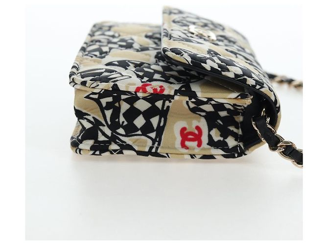 CHANEL Mini Matelasse Chain Shoulder Pouch Satin Beige Silver CC Auth 196975M Argento - vista 5