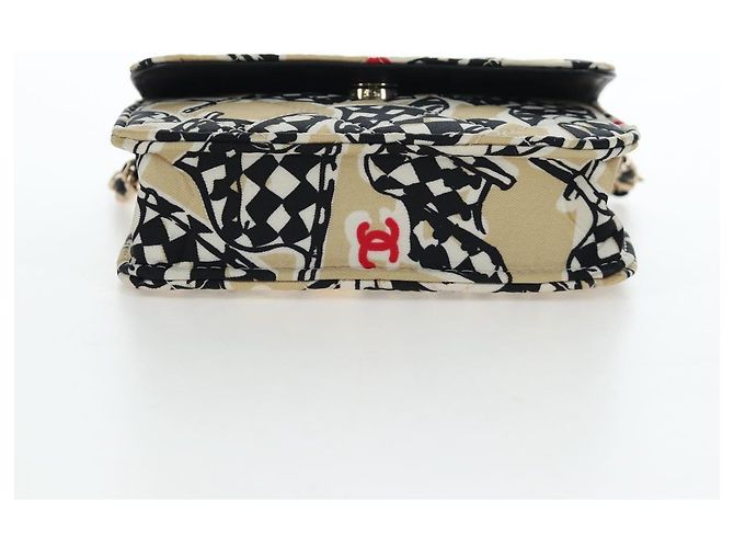 CHANEL Mini Matelasse Chain Shoulder Pouch Satin Beige Silver CC Auth 196975M Argento - vista 9