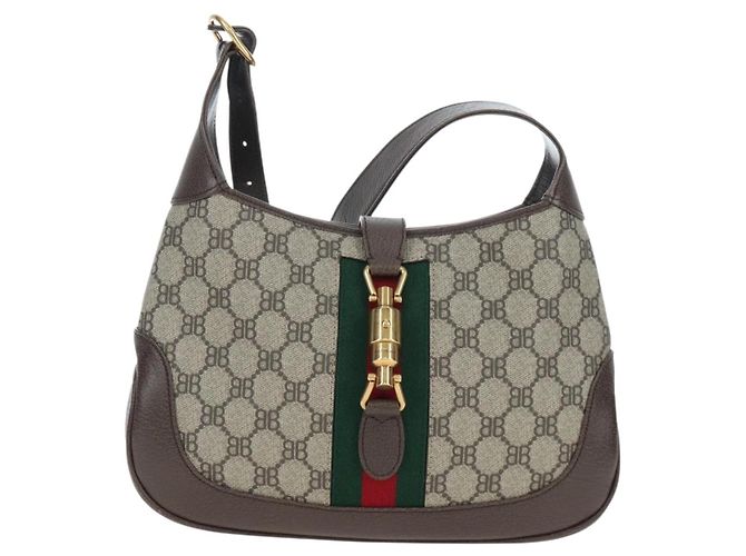 BALENCIAGA BB Monogram Jackie GUCCI collaboration PVC 680118 Auth yk20804SAM Beige D'oro - vista 2