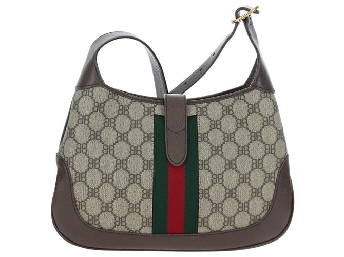 BALENCIAGA BB Monogram Jackie GUCCI collaboration PVC 680118 Auth yk20804SAM Beige D'oro - vista 3