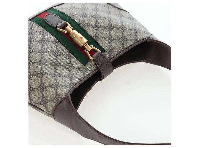 BALENCIAGA BB Monogram Jackie GUCCI collaboration PVC 680118 Auth yk20804SAM Beige D'oro - vista 6