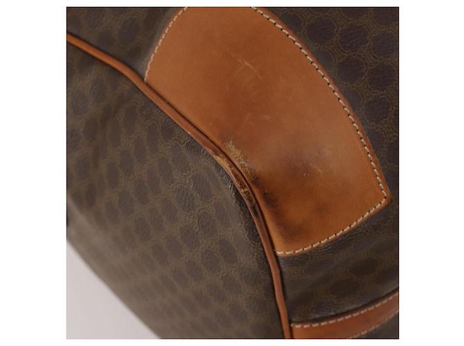 Céline Borsa Boston CELINE Macadam Canvas PVC Leather Brown Gold Auth 197871 Marrone D'oro - vista 11