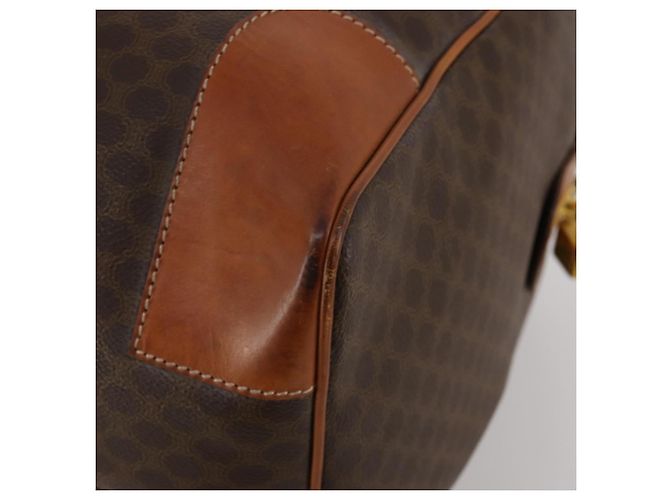 Céline Borsa Boston CELINE Macadam Canvas PVC Leather Brown Gold Auth 197871 Marrone D'oro - vista 12