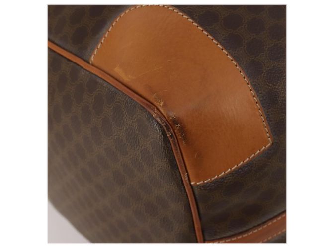 Céline Borsa Boston CELINE Macadam Canvas PVC Leather Brown Gold Auth 197871 Marrone D'oro - vista 13