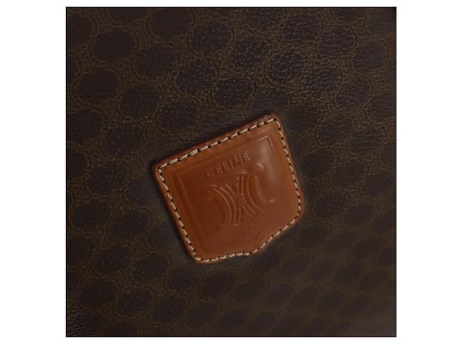 Céline Borsa Boston CELINE Macadam Canvas PVC Leather Brown Gold Auth 197871 Marrone D'oro - vista 15
