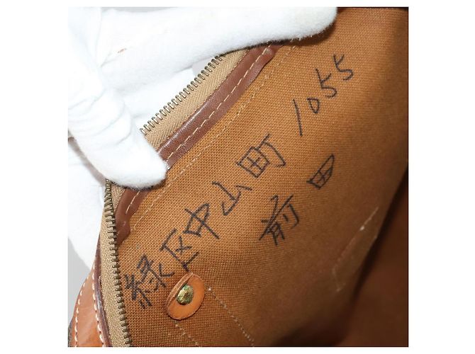 Céline Borsa Boston CELINE Macadam Canvas PVC Leather Brown Gold Auth 197871 Marrone D'oro - vista 19