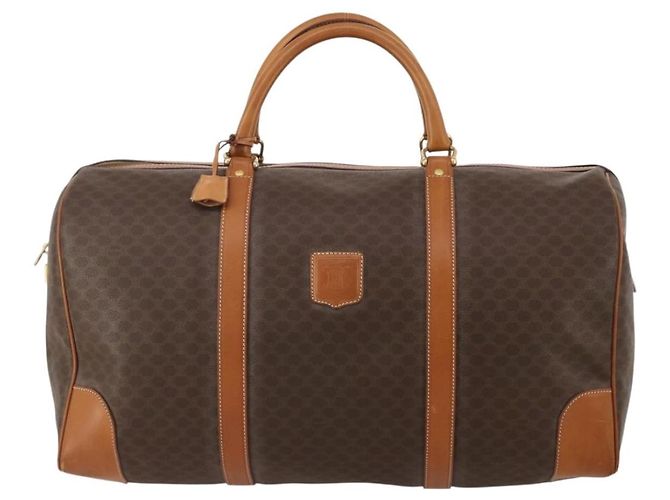 Céline Borsa Boston CELINE Macadam Canvas PVC Leather Brown Gold Auth 197871 Marrone D'oro - vista 2