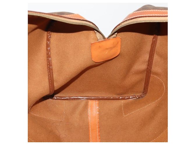 Céline Borsa Boston CELINE Macadam Canvas PVC Leather Brown Gold Auth 197871 Marrone D'oro - vista 21