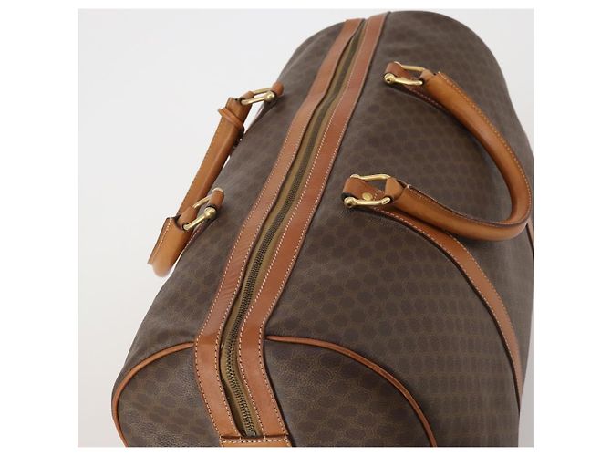 Céline Borsa Boston CELINE Macadam Canvas PVC Leather Brown Gold Auth 197871 Marrone D'oro - vista 6